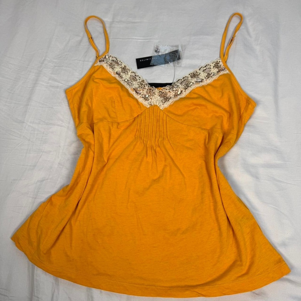 Deadstock NWT y2k The Limited orange beaded fairy babydoll tank top - Picture 2 of 5
